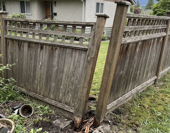 Leaning or rocking fence posts