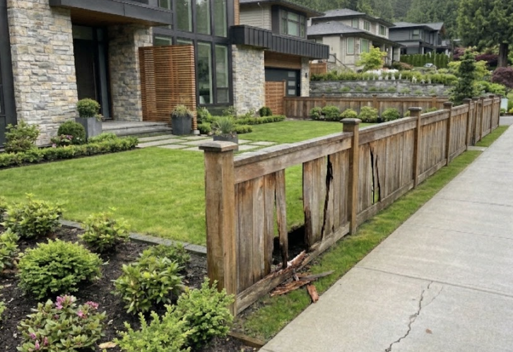 Rotting or split fence boards